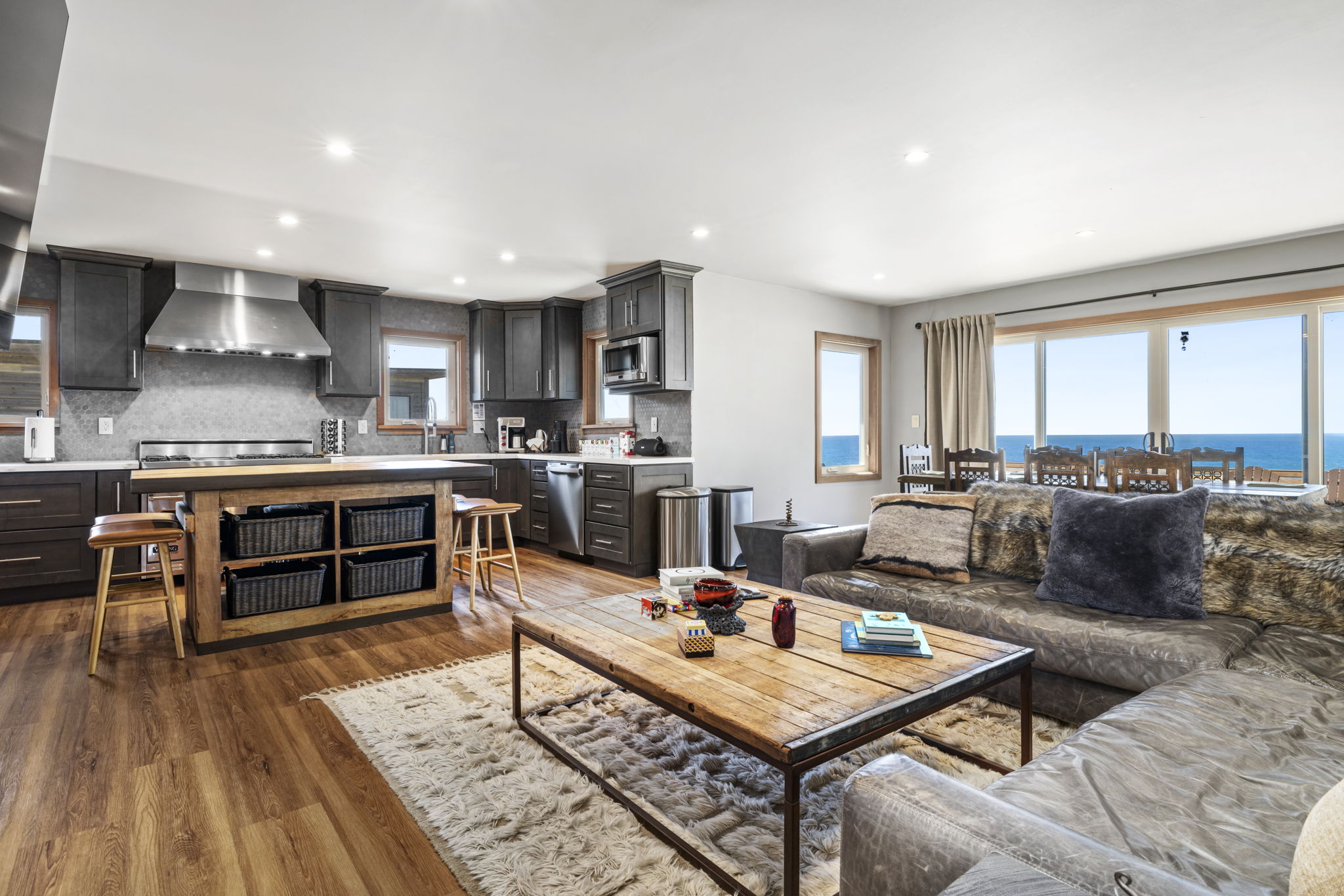 Open living space with ocean views